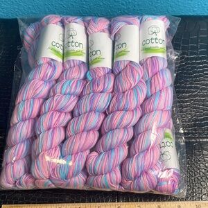 10 NWT (500g total) 100% Cotton Variegated Hanks in Color: Cotton Candy 50g each